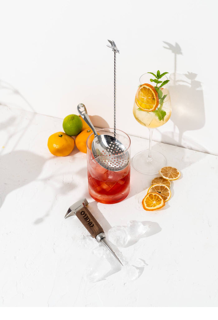 CUCIELO Cocktail Accessory Kit: Barspoon + Ice Pick + Strainer